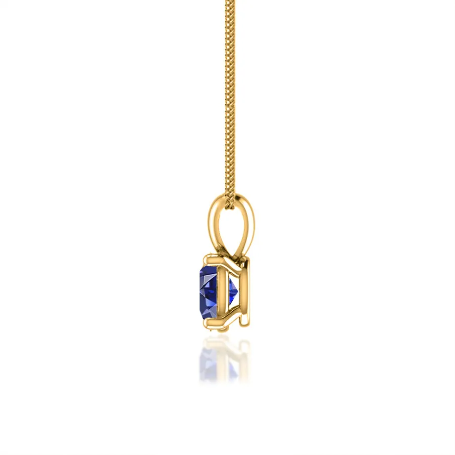 LILA - Oval Blue Sapphire 4 Claw Drop Pendant 18k Yellow Gold