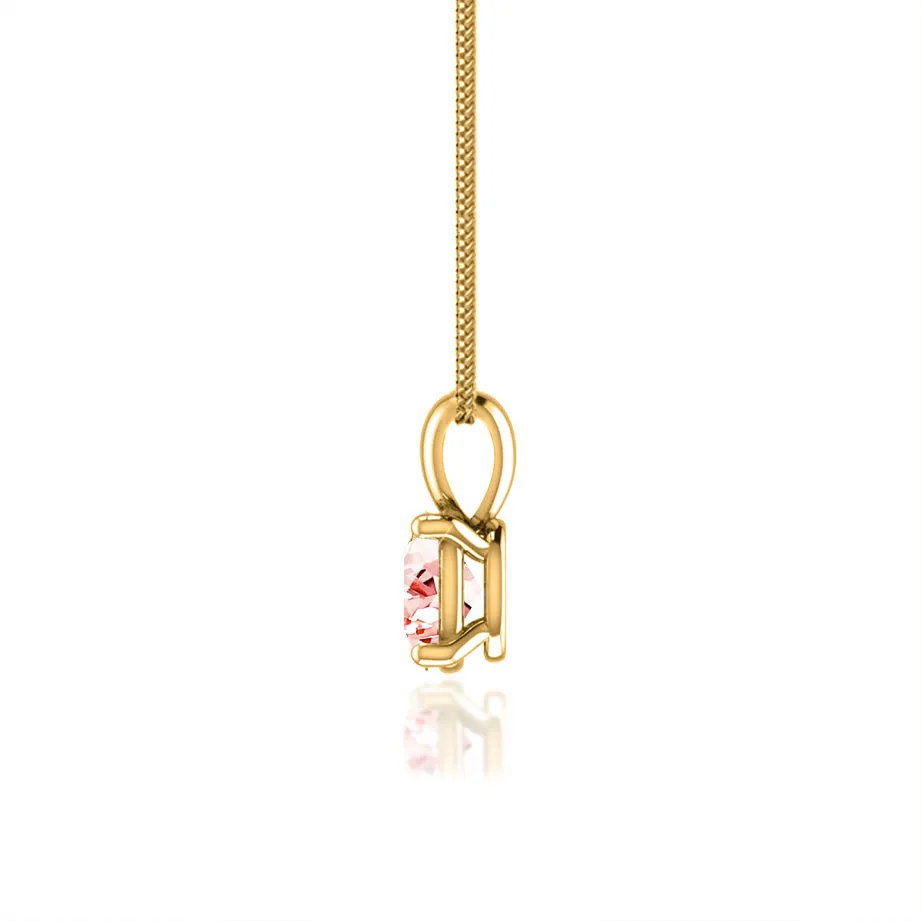 LILA - Oval Champagne Sapphire 4 Claw Drop Pendant 18k Yellow Gold