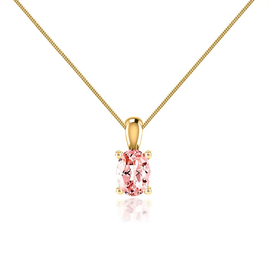 LILA - Oval Champagne Sapphire 4 Claw Drop Pendant 18k Yellow Gold