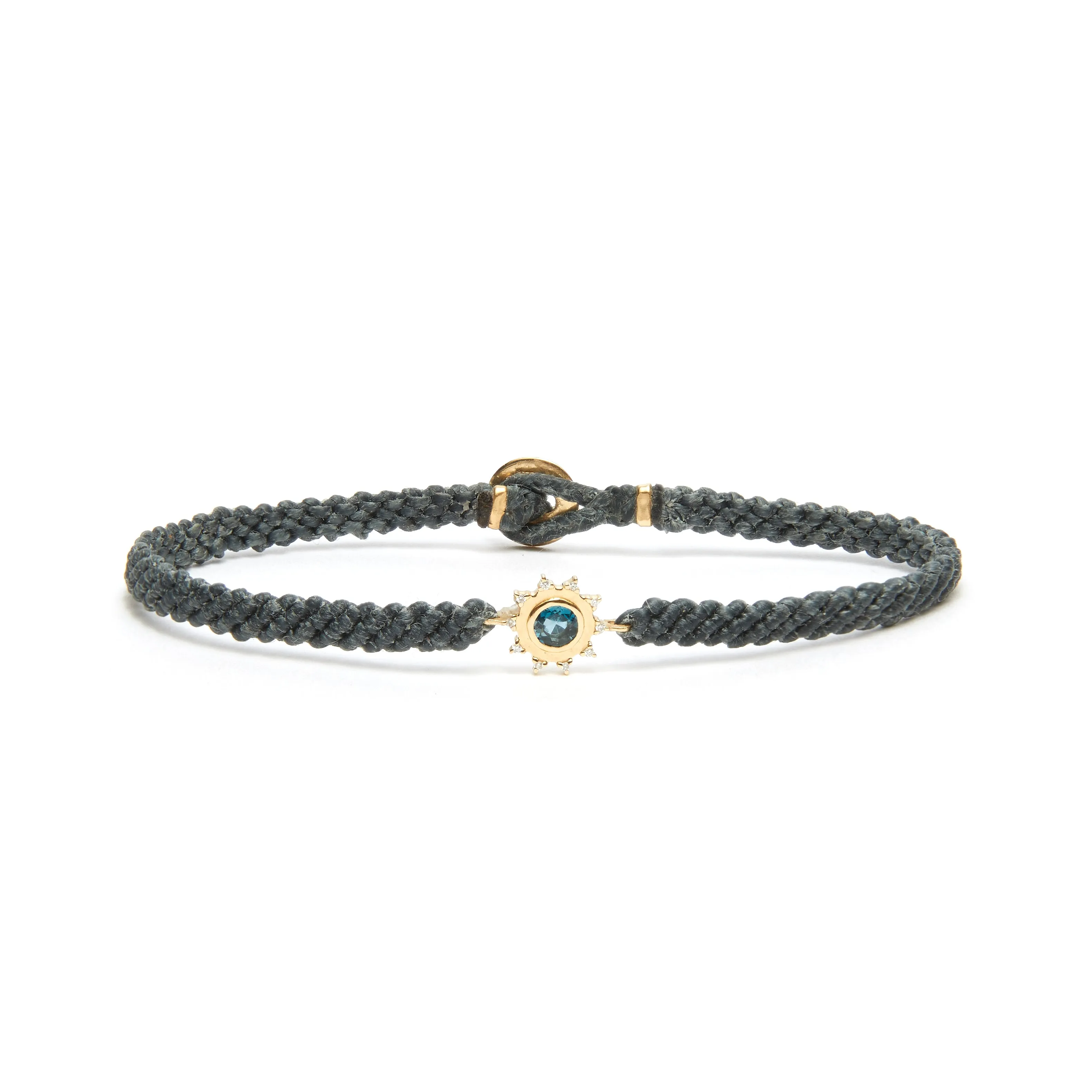 London Blue Topaz and Grey Sunshine Macrame Bracelet