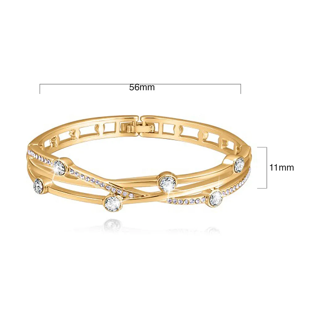 Lovers Crossing Bangle Embellished With SWAROVSKI Crystals Gold