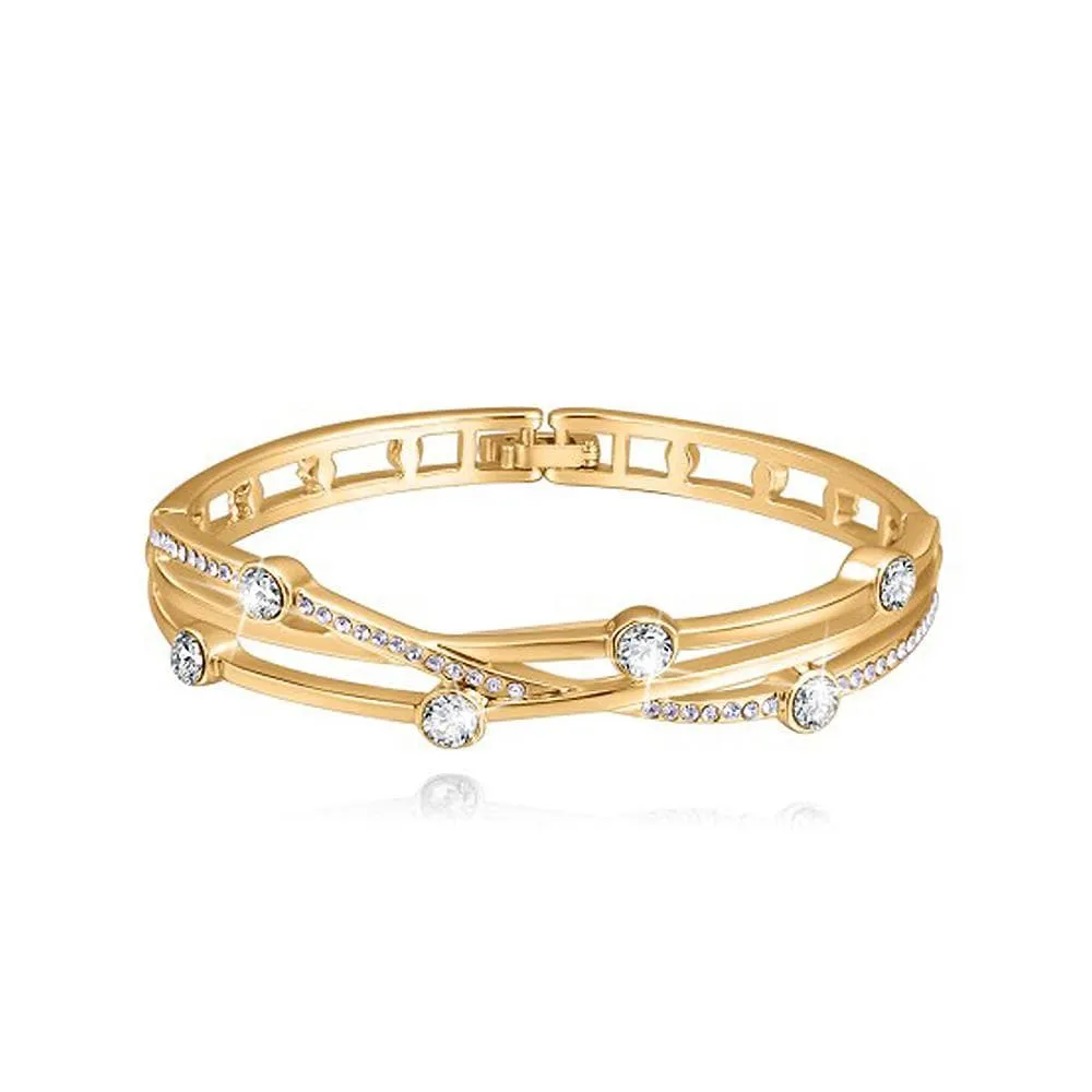 Lovers Crossing Bangle Embellished With SWAROVSKI Crystals Gold