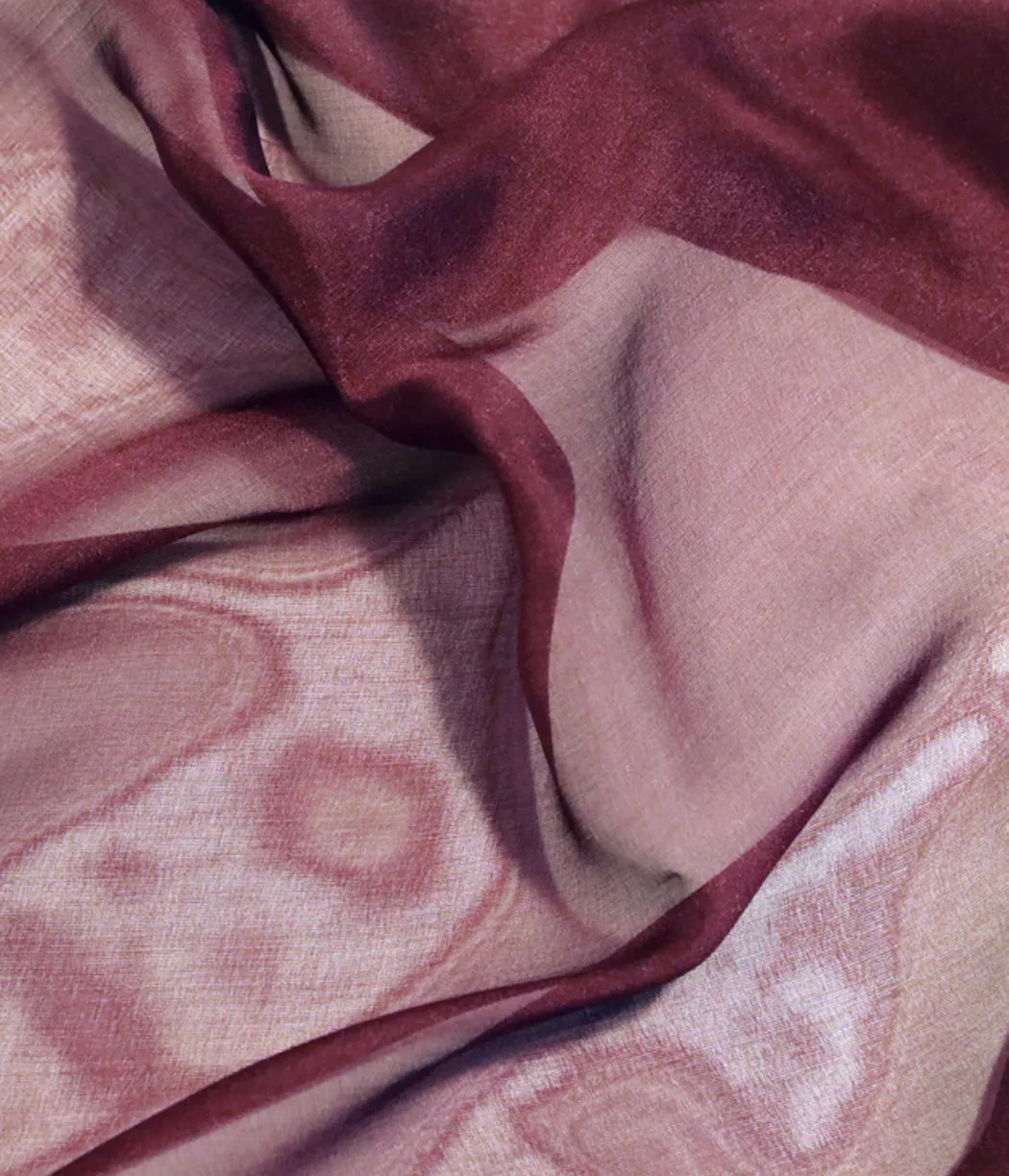 < Limited Edition > Silk Chiffon Scarf in bordeaux / 53 x 53cm / Made in Japan