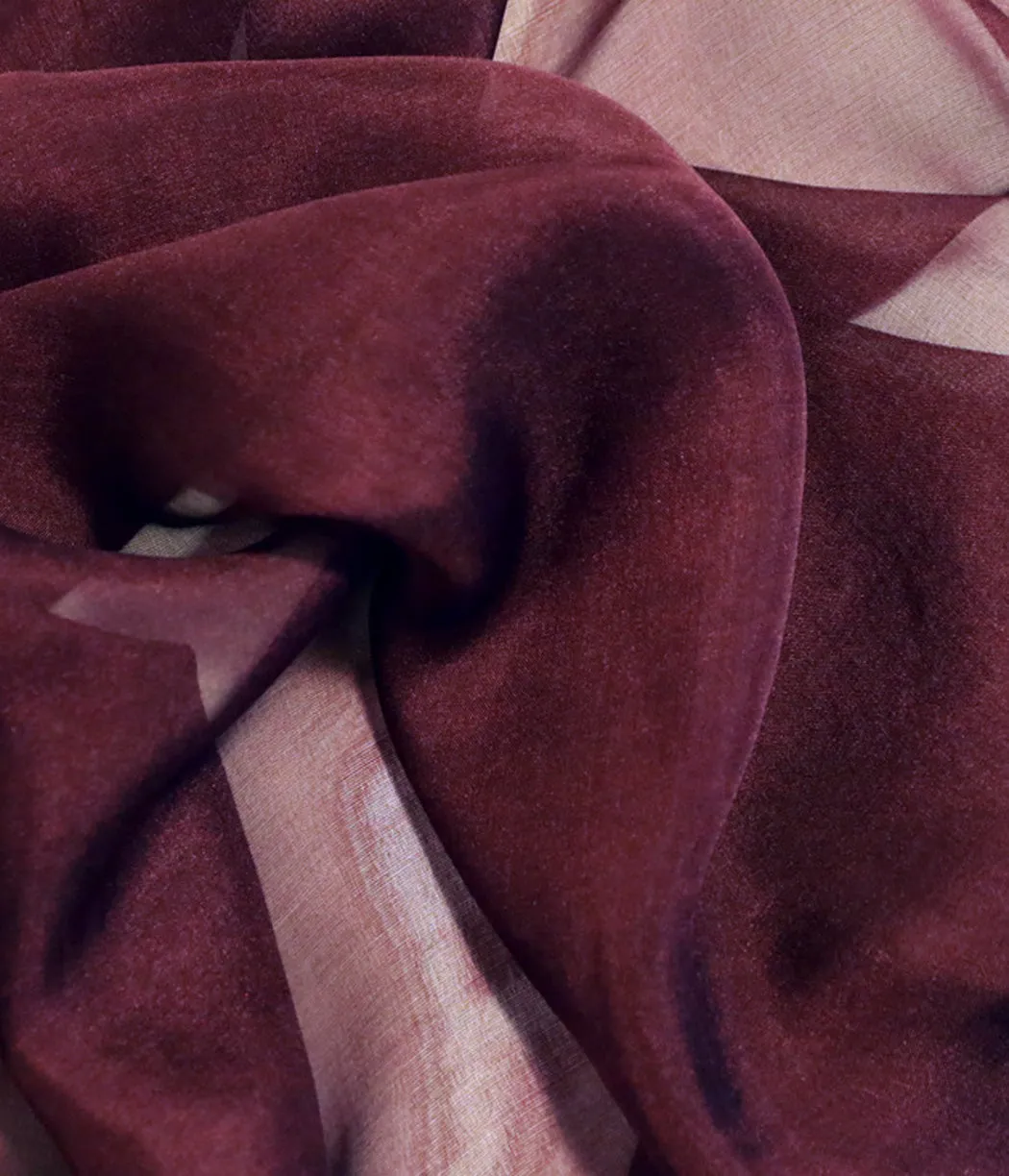 < Limited Edition > Silk Chiffon Scarf in bordeaux / 53 x 53cm / Made in Japan