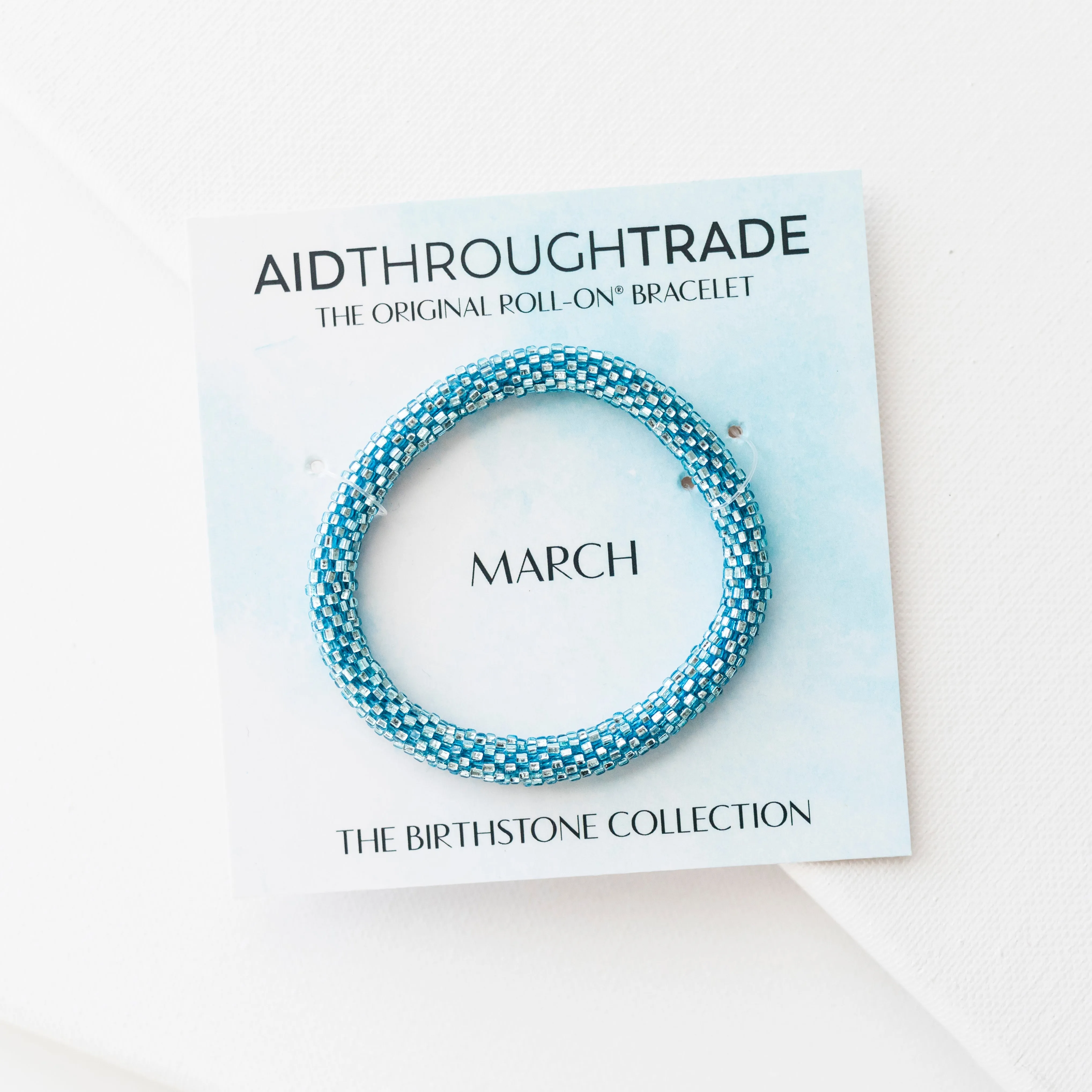 <br>8 inch  Birthstone Roll-On® Bracelets <br> March