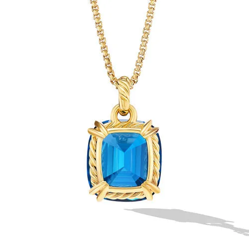 Marbella Pendant in 18K Yellow Gold with Hampton Blue Topaz, 22mm