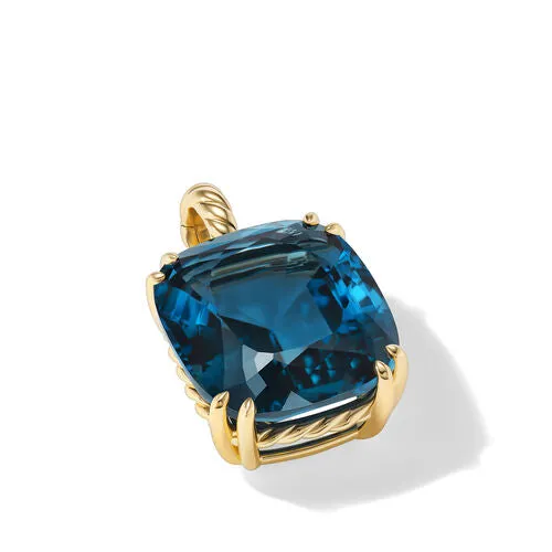 Marbella Pendant in 18K Yellow Gold with Hampton Blue Topaz, 22mm