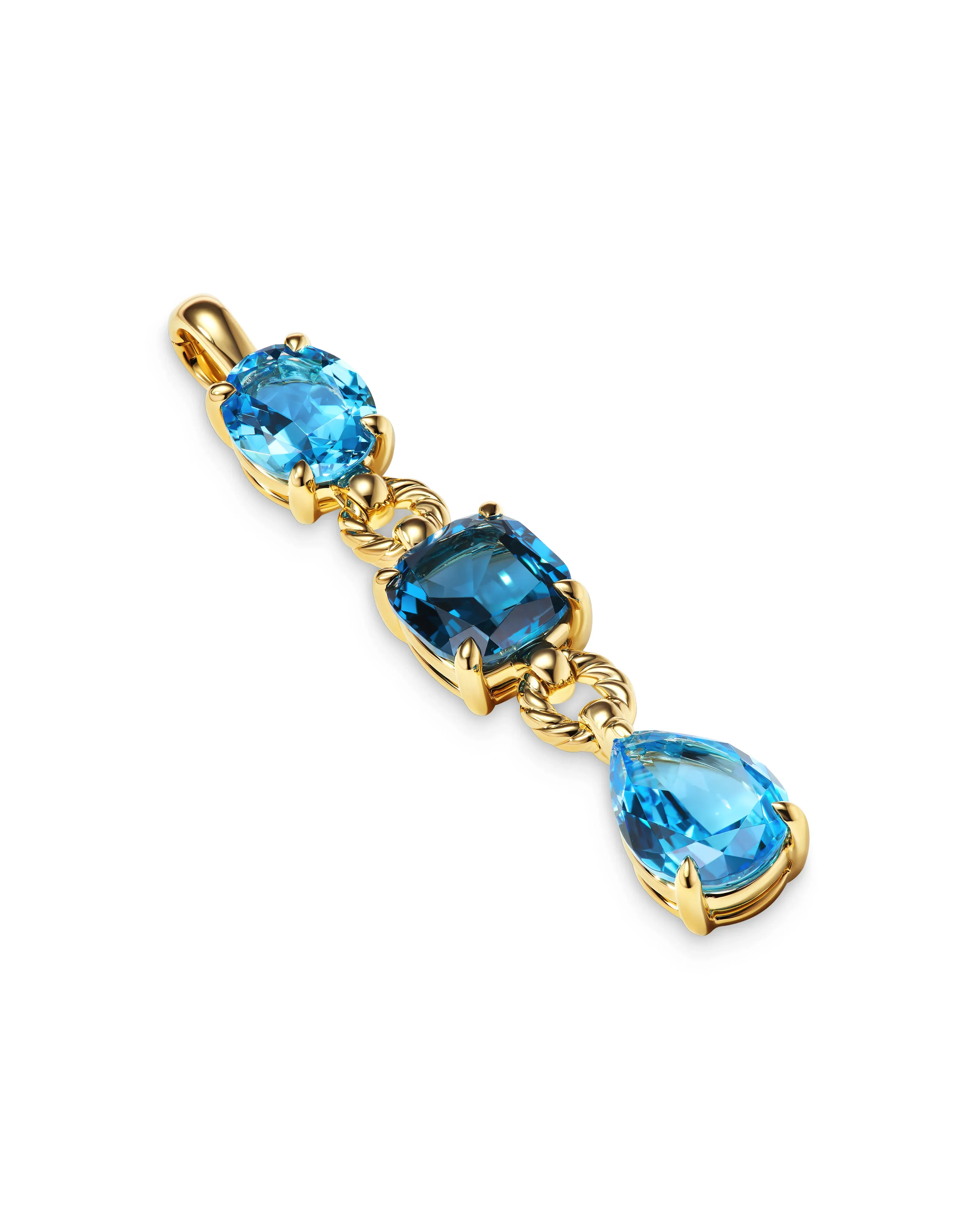 Marbella Y Pendant in 18K Yellow Gold with Blue Topaz and Hampton Blue Topaz, 57.8mm