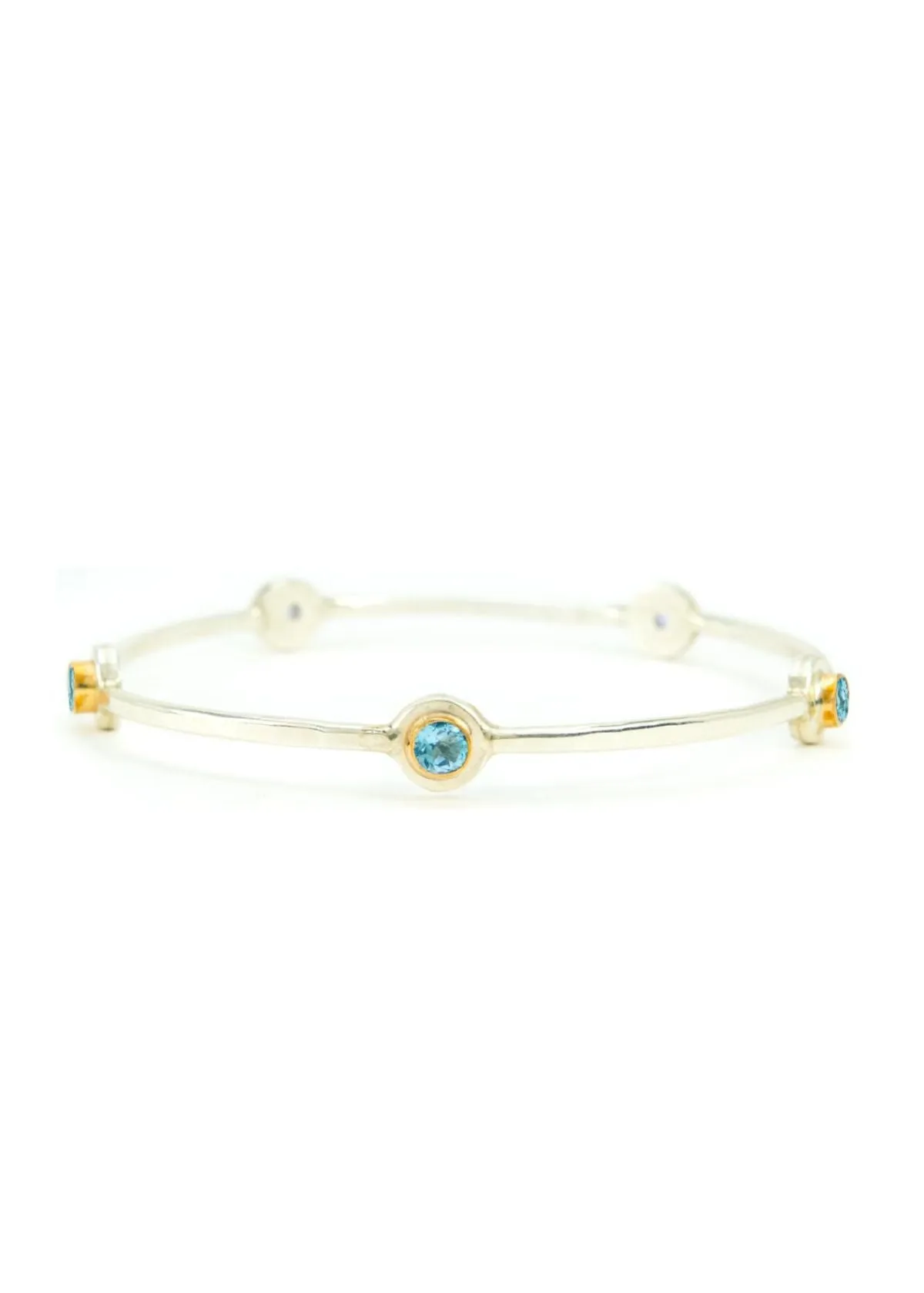 MARGARET ELLIS Five Stone Bangle Bracelet - Swiss Blue Topaz