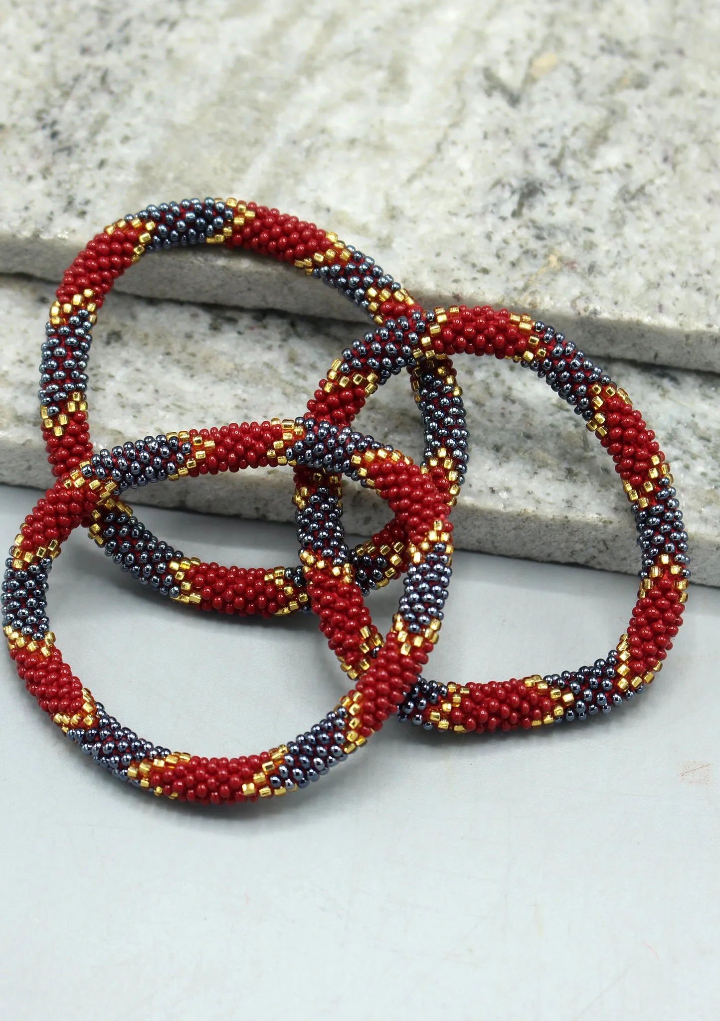 Maroon & Mixed Beads Nepalese Roll on Bracelet