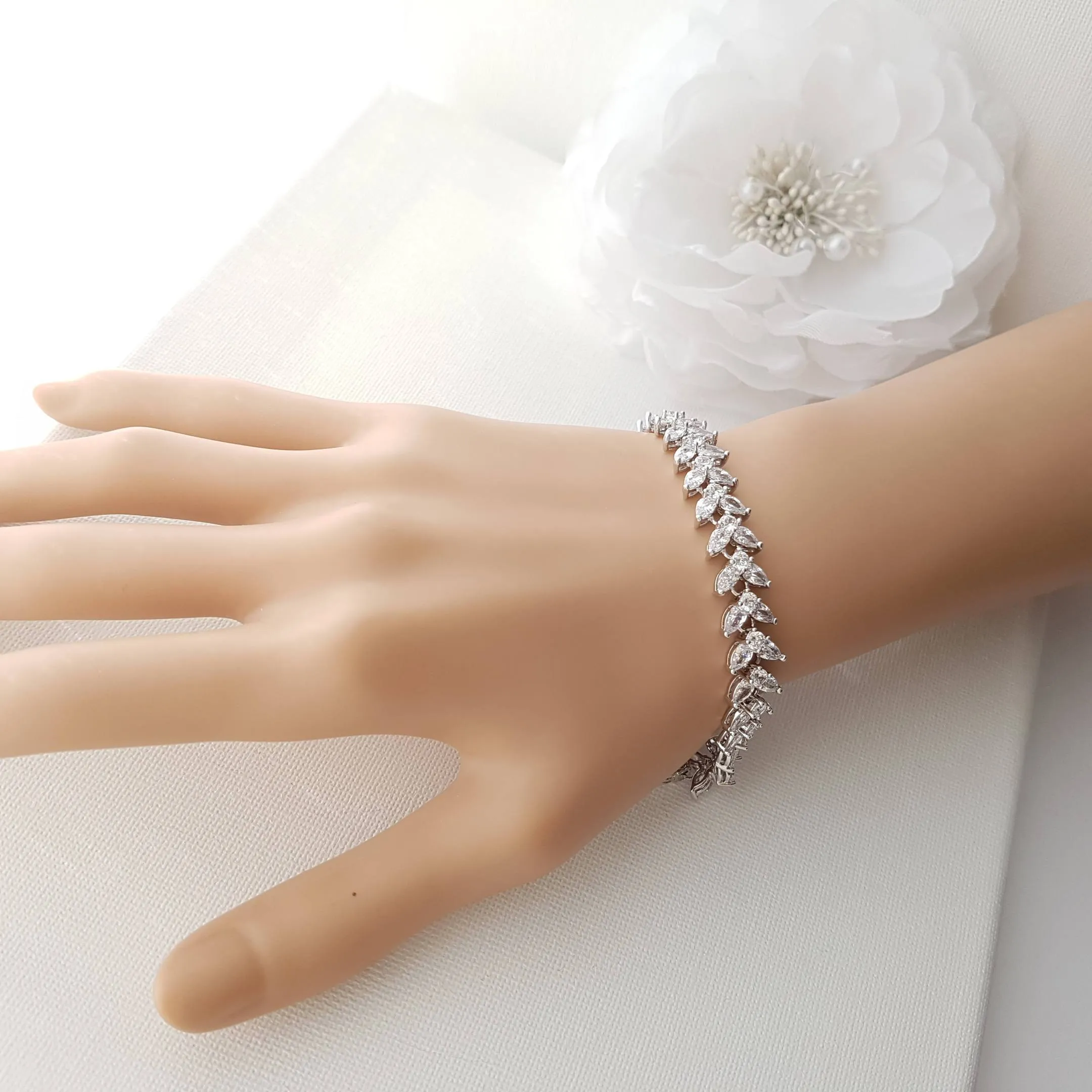 Marquise Tennis Bracelet in Cubic Zirconia-Katie