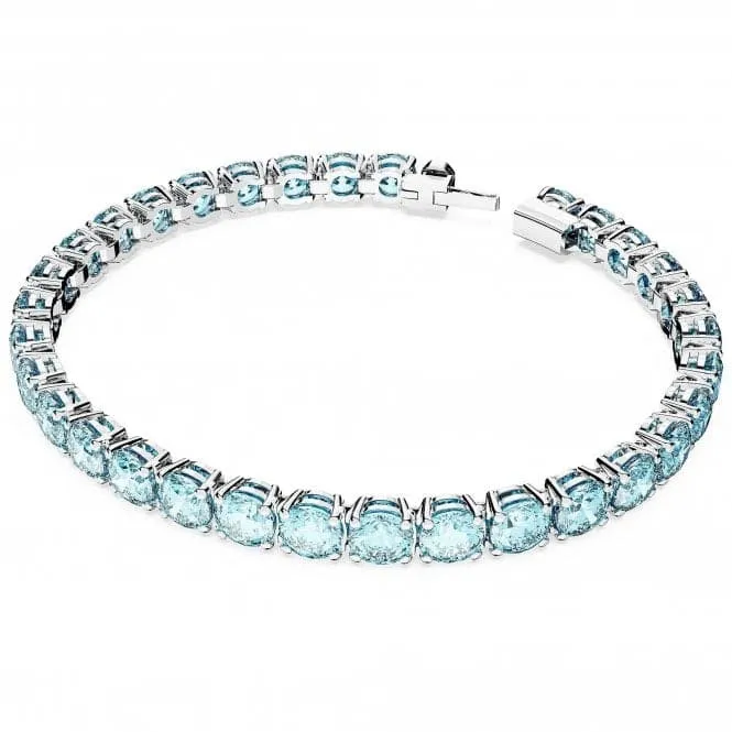 Matrix Rhodium Plated Round Cut Blue Bracelet