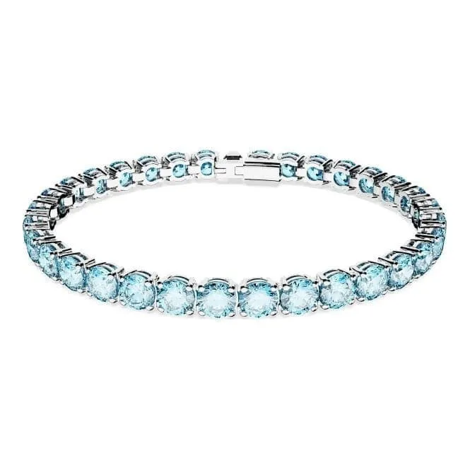 Matrix Rhodium Plated Round Cut Blue Bracelet