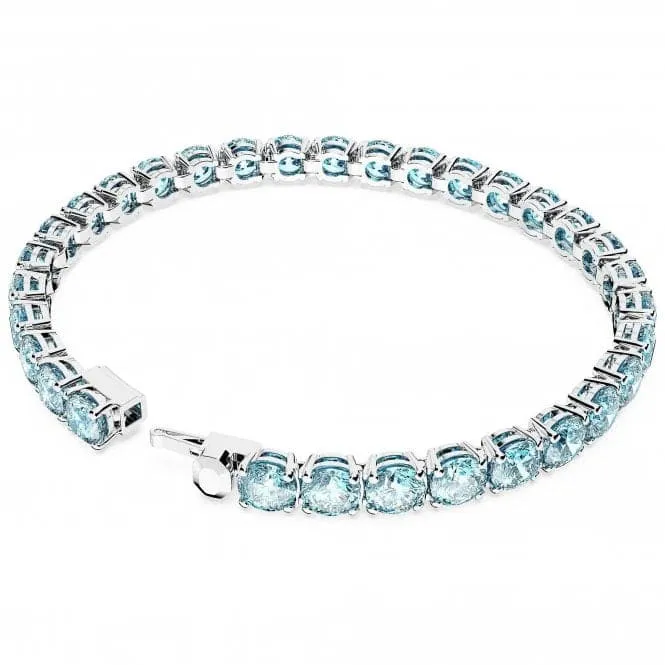 Matrix Rhodium Plated Round Cut Blue Bracelet