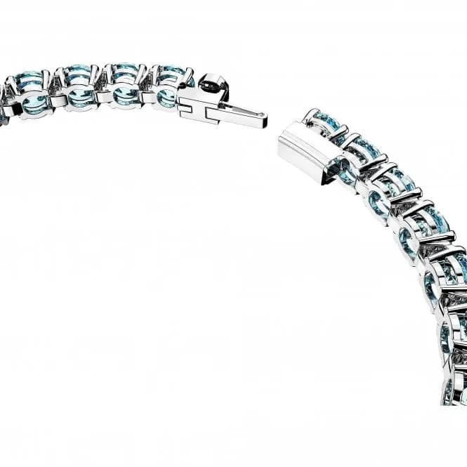 Matrix Rhodium Plated Round Cut Blue Bracelet