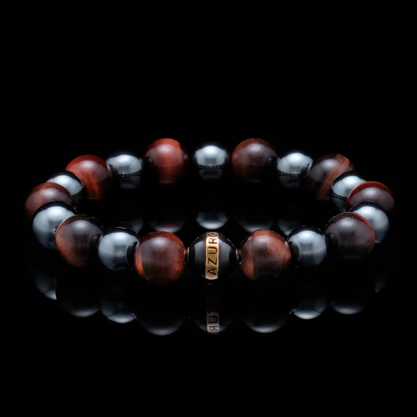 Maximus | 24k Gold Enamel Black Hemitite Tiger Eye Beaded Bracelet