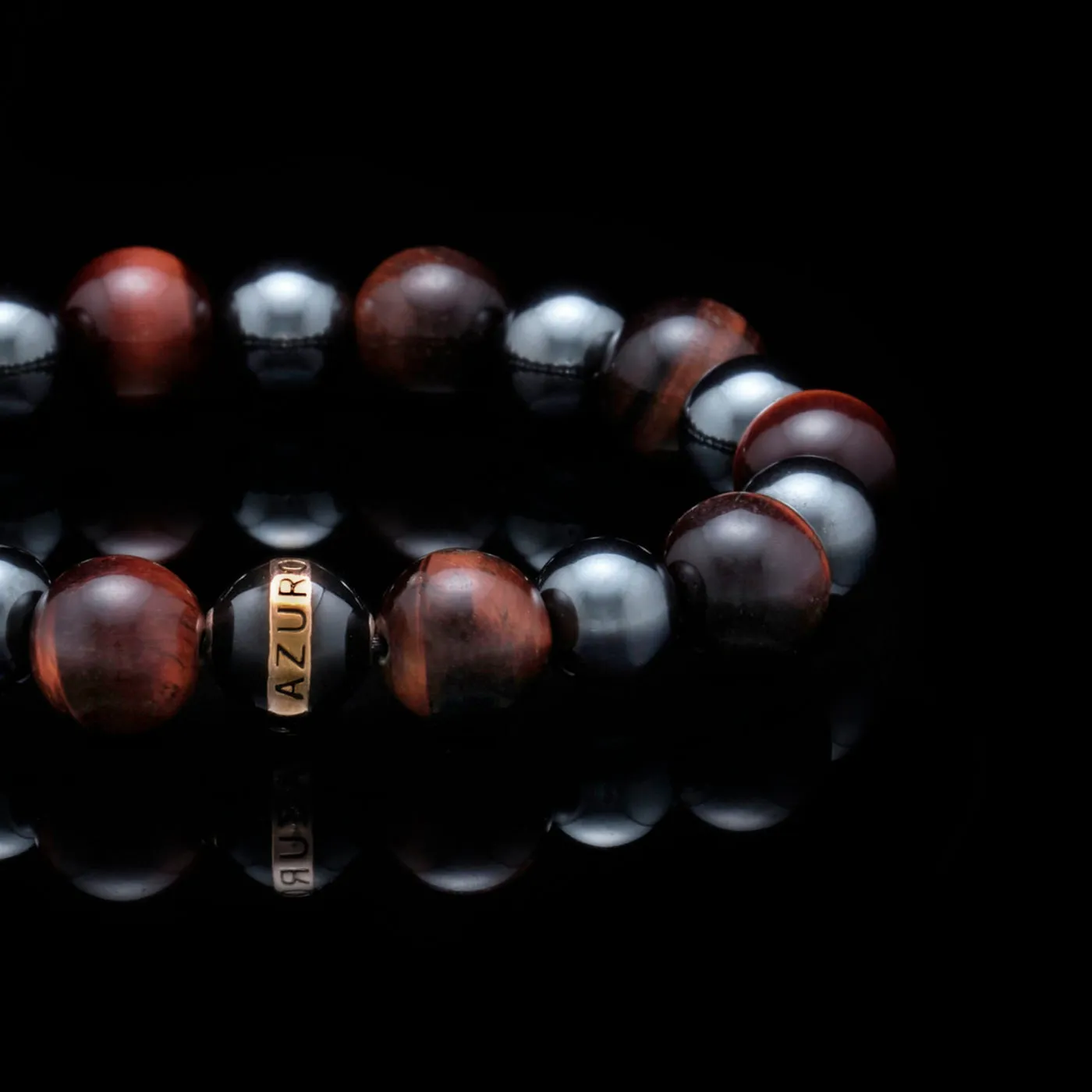 Maximus | 24k Gold Enamel Black Hemitite Tiger Eye Beaded Bracelet