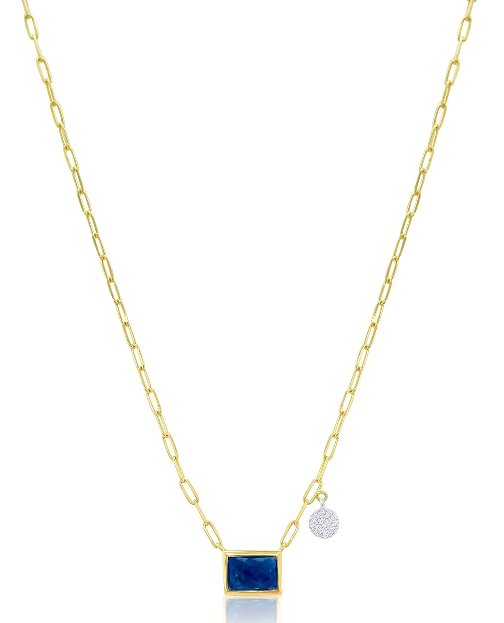 Meira T. 14K Yellow Gold Paperclip Chain Necklace with Blue Sapphire Pendant