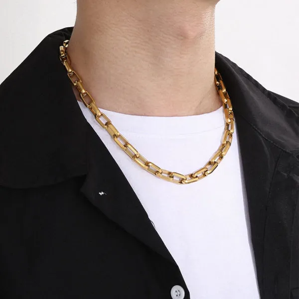 Men Gold Stainless Steel Necklace (Circumference 60cm) 男士不銹鋼項鍊 (鍊長 60cm) KJPE17067