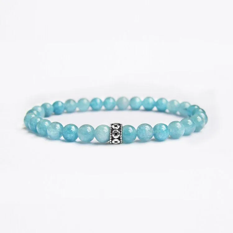 Men's Aquamarine Gemstone Bracelet 6mm