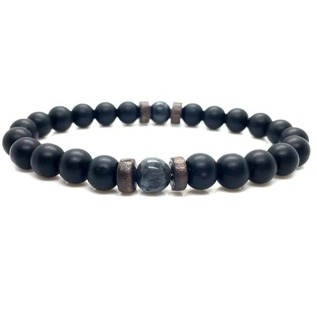 Men's Bracelet Natural Moonstone Bead Lava Stone Diffuser Bracelets