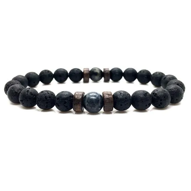 Men's Bracelet Natural Moonstone Bead Lava Stone Diffuser Bracelets