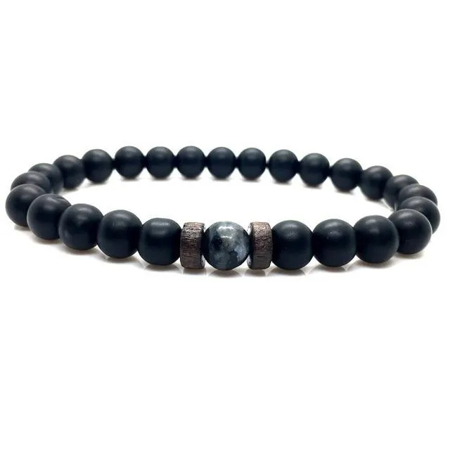 Men's Bracelet Natural Moonstone Bead Lava Stone Diffuser Bracelets