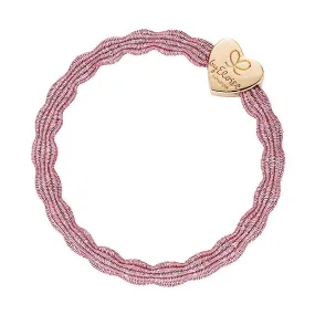 Metallic Rose Pink/Gold Heart Bangle Band