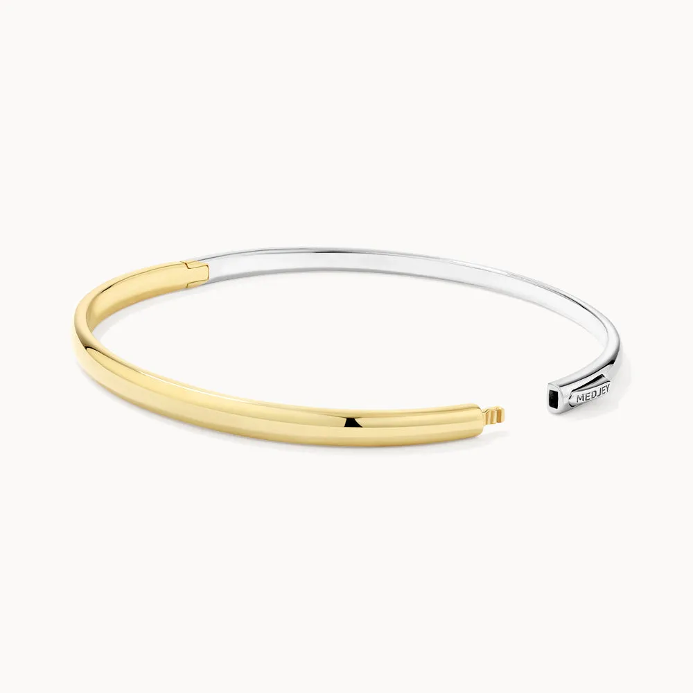 Mixed Metal Polished Plain Bangle in Gold