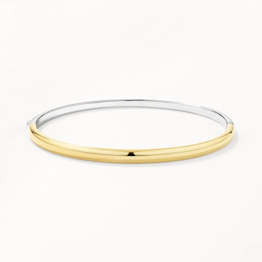 Mixed Metal Polished Plain Bangle in Gold