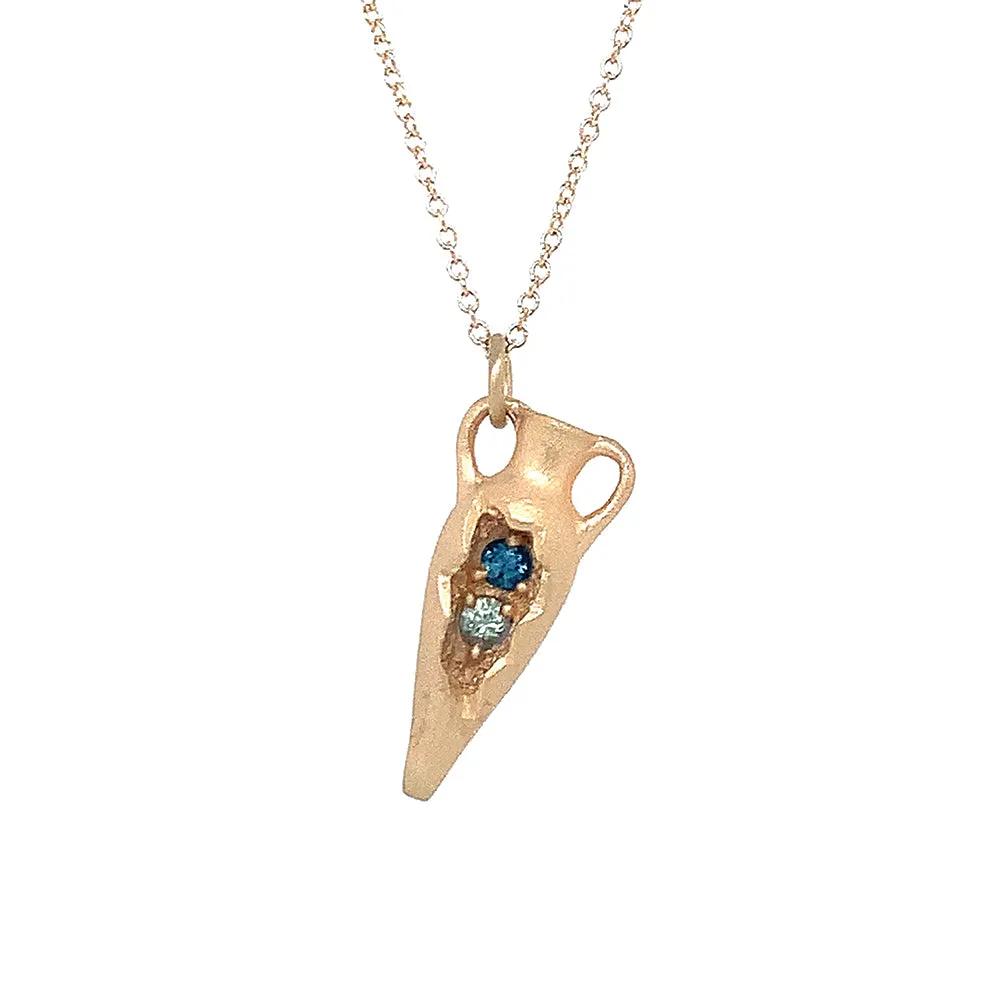 Montana Sapphire Yellow Gold Necklace - "Ancient Amphora"