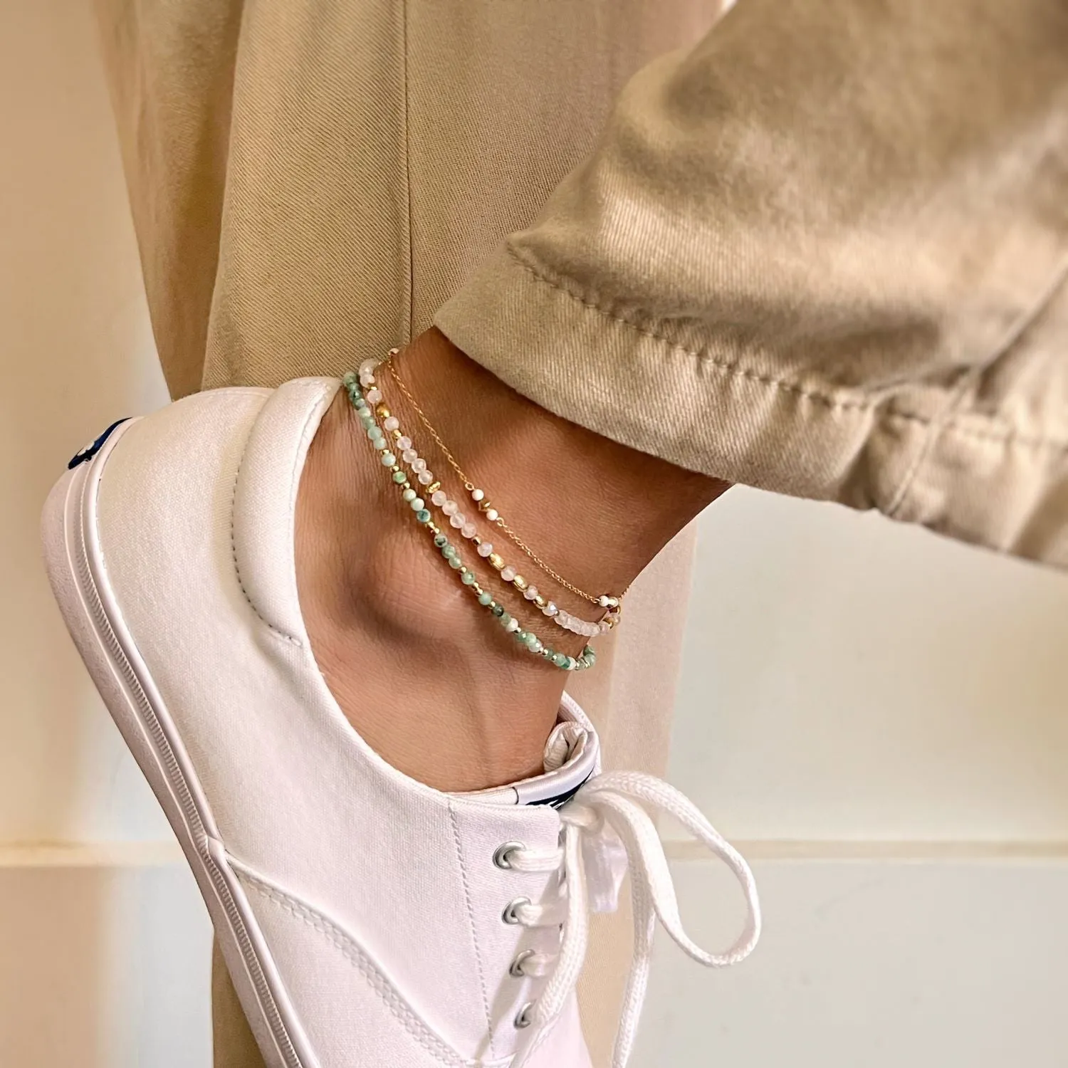 Moonstone Beaded Anklet