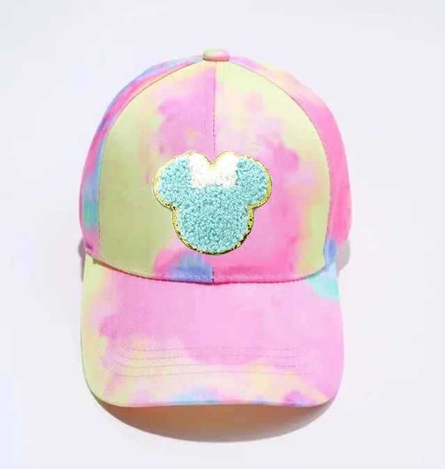 Mouse Tie Dye Print Baseball Cap Hat, Mouse Cap, Vacation Hat