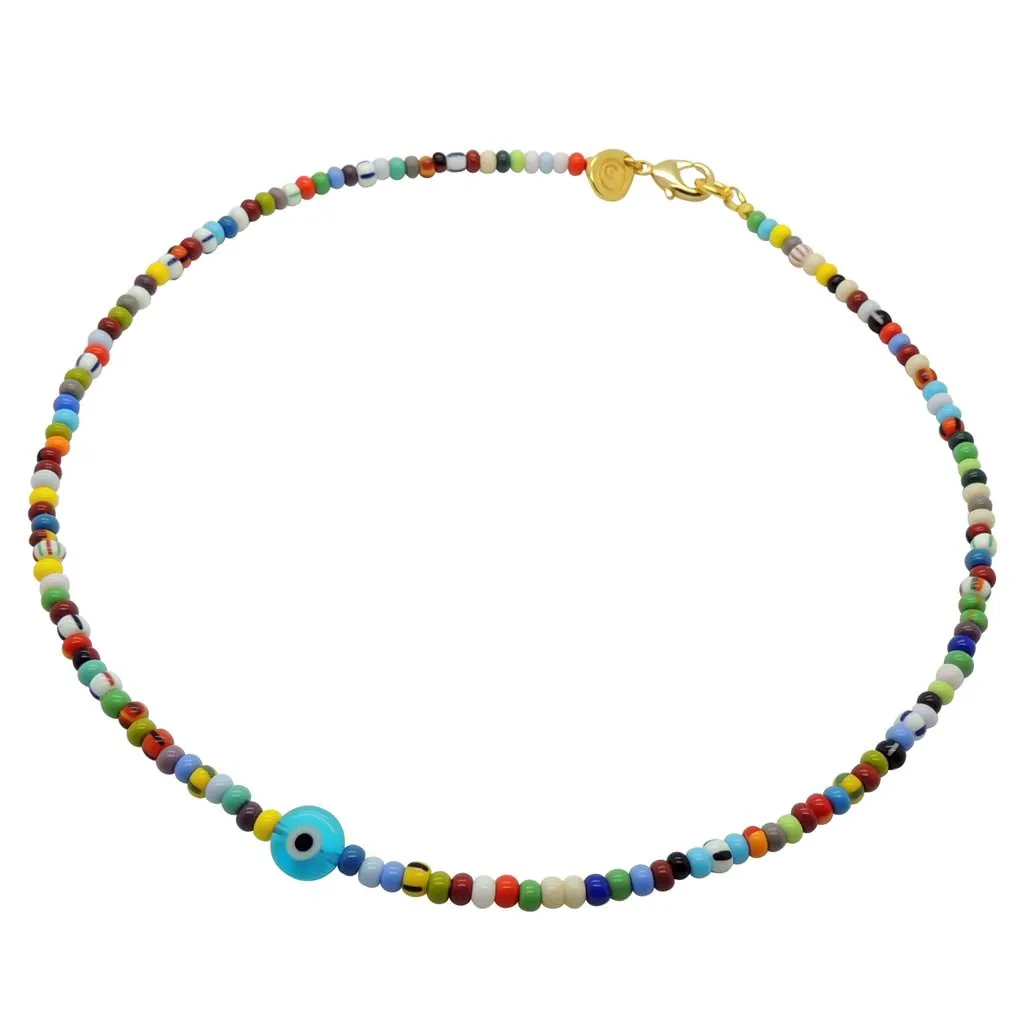 Multicolour Evil Eye Charm Balagan Glass Bead Necklace