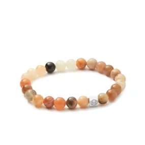 Multicolour Moonstone & Black Tourmaline Beaded Bracelet