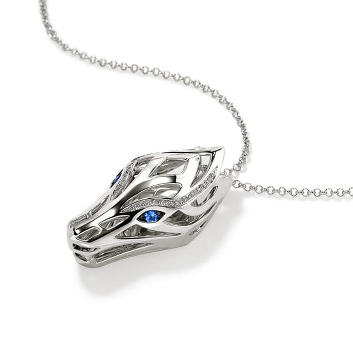 Naga Pendant Necklace, Silver, Diamonds - NBS6034511BSPDIX34-36