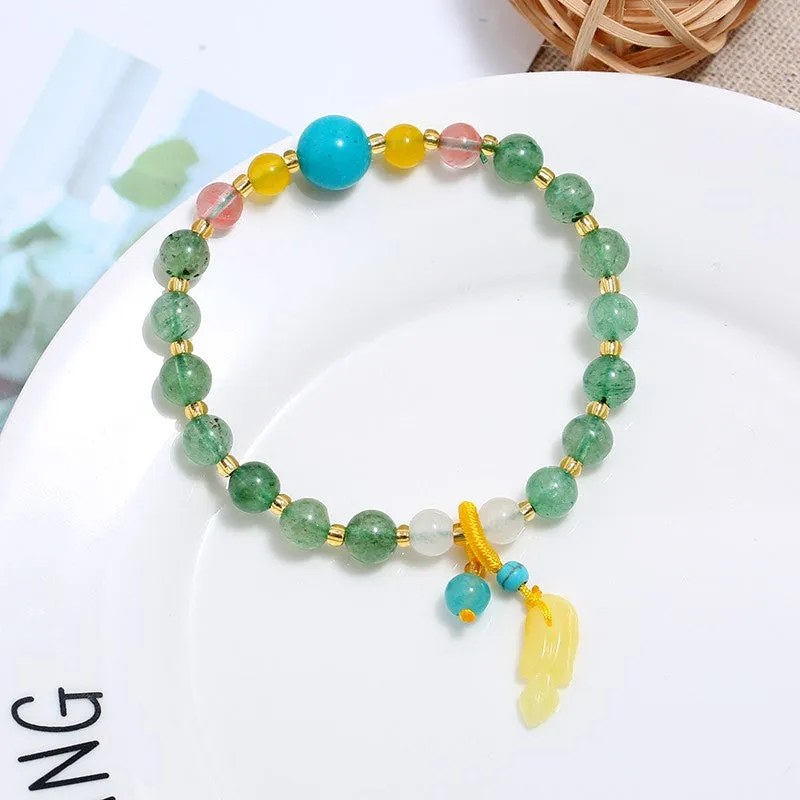 Natural crystal stone bracelet aquamarine moonstone bracelet for women