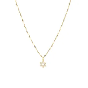 natural stone necklace with cz Star of David charm