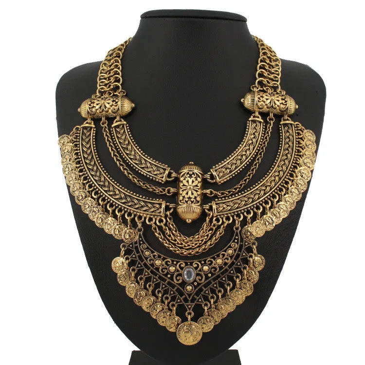 New design retro coin multi layer necklace gold necklaces & pendants vintage bohemian turkish jewelry