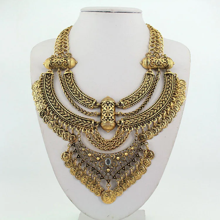 New design retro coin multi layer necklace gold necklaces & pendants vintage bohemian turkish jewelry