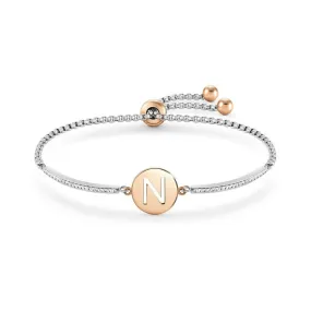 Nomination Milleluci Bracelet, Letter N, Crystal Pave, Rose PVD, Stainless Steel