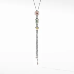 Novella Y Necklace with Morganite,  Pave Diamonds and 18K Rose Gold