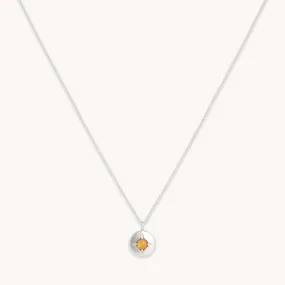 November Citrine Birthstone Necklace in Solid White Gold