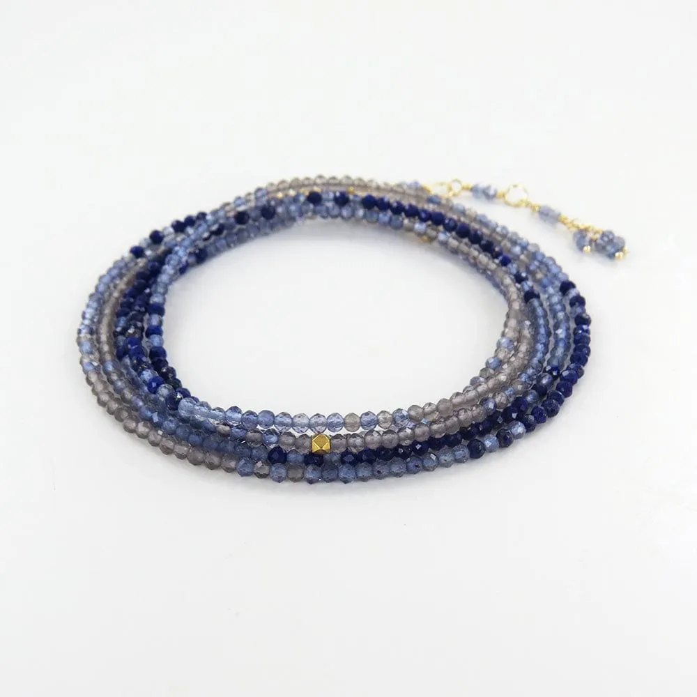 Ombre Blue Wrap Bracelet & Necklace