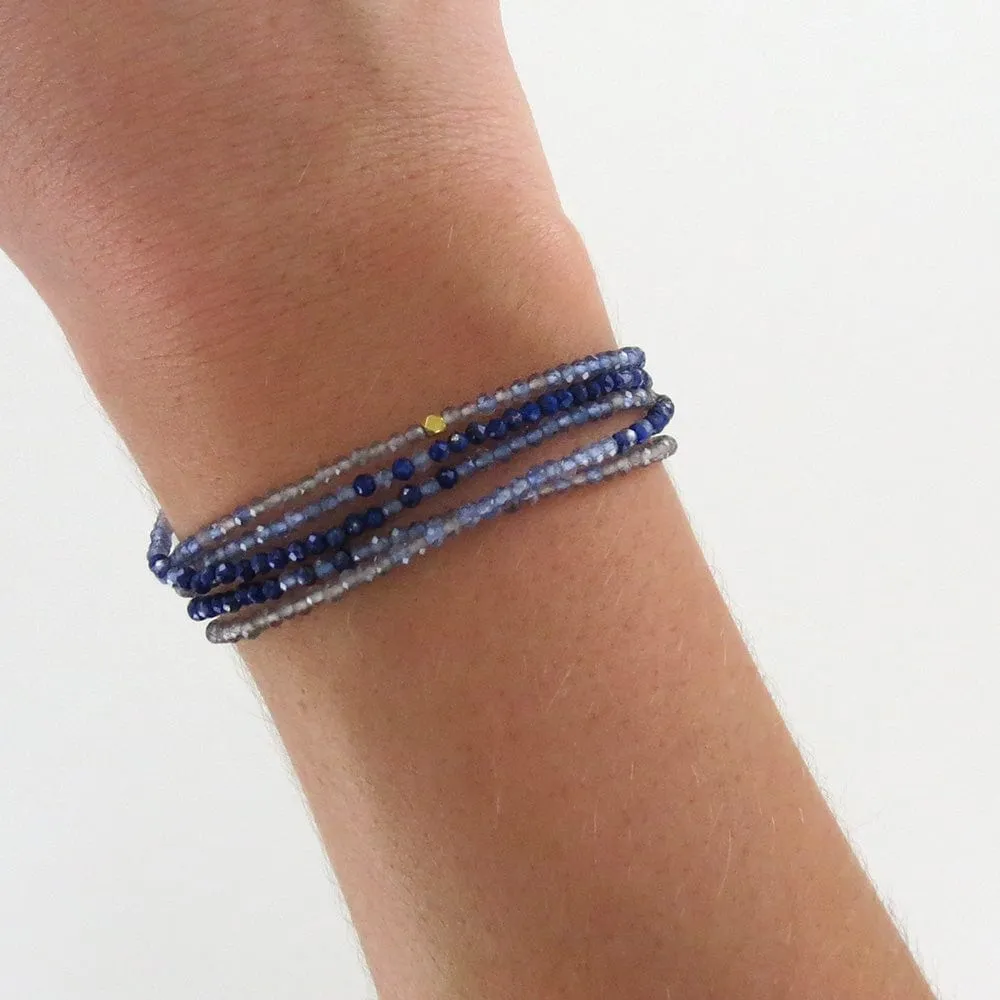 Ombre Blue Wrap Bracelet & Necklace