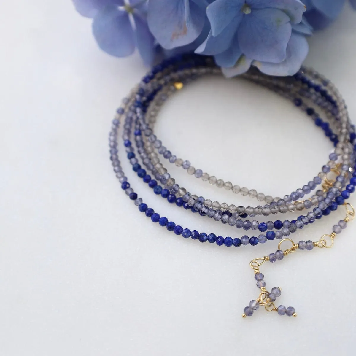 Ombre Blue Wrap Bracelet & Necklace