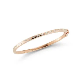 OTTOLINE 18K GOLD AND DIAMOND BAGUETTE HINGED BANGLE