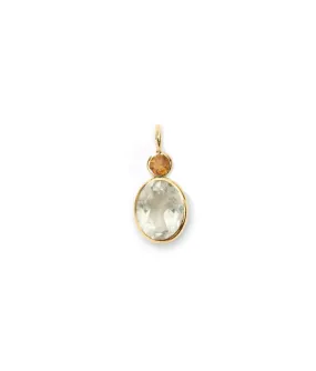 Oval 14k Gold Necklace Charm in Citrine & Green Amethyst