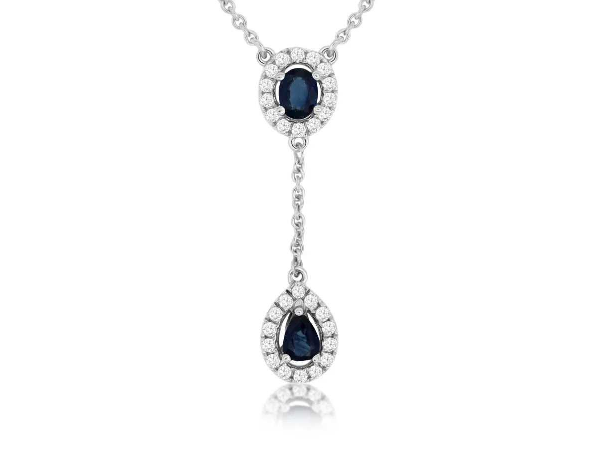 Oval & Pear Sapphire Drop Necklace