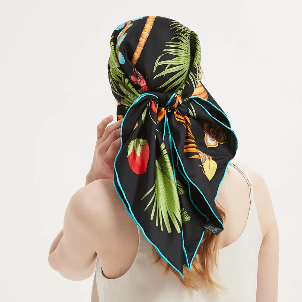 Palm Tree Silk Twill Head Scarf 90